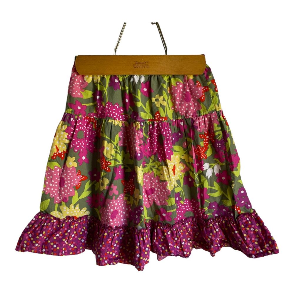 Hanna Andersson Girls Purple Flower Print Ruffled Skirt